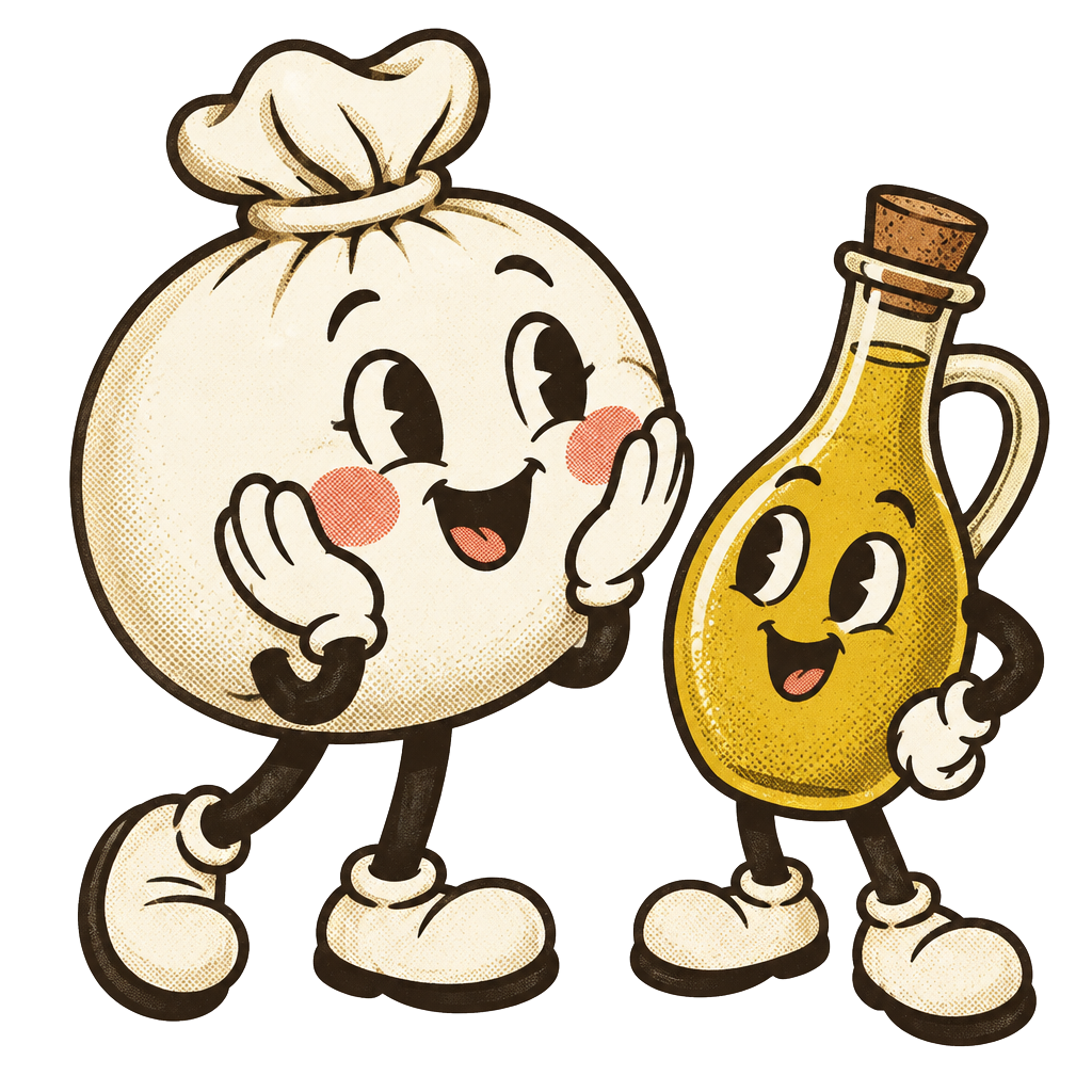 Mascottes burrata et huile d'olive